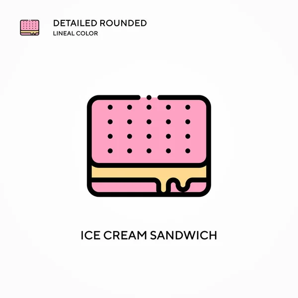 Бутерброд Морозивом Векторний Значок Сучасні Векторні Ілюстрації Концепції Простий Редагуванні — стоковий вектор
