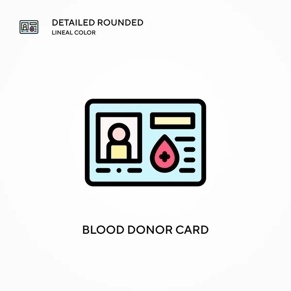 Tarjeta Donante Sangre Icono Vector Conceptos Modernos Ilustración Vectorial Fácil — Vector de stock