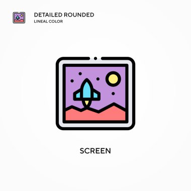 Ekran vektör simgesi. Modern vektör illüstrasyon kavramları. Düzenlemesi ve kişiselleştirmesi kolay.