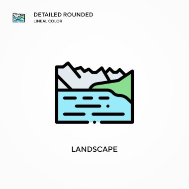 Peyzaj vektör simgesi. Modern vektör illüstrasyon kavramları. Düzenlemesi ve kişiselleştirmesi kolay.