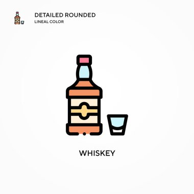 Viski vektör simgesi. Modern vektör illüstrasyon kavramları. Düzenlemesi ve kişiselleştirmesi kolay.