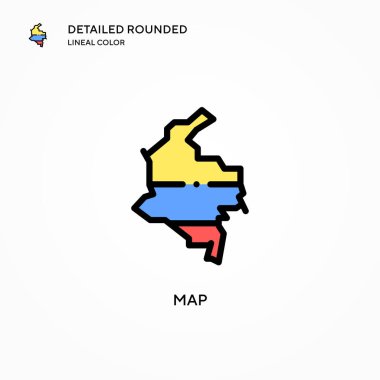 Harita vektör simgesi. Modern vektör illüstrasyon kavramları. Düzenlemesi ve kişiselleştirmesi kolay.