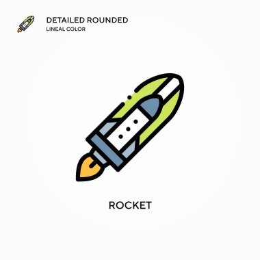 Roket vektör simgesi. Modern vektör illüstrasyon kavramları. Düzenlemesi ve kişiselleştirmesi kolay.
