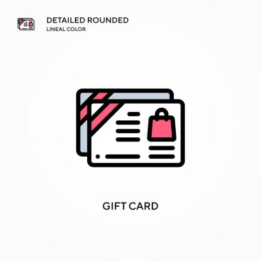 Hediye kartı vektör simgesi. Modern vektör illüstrasyon kavramları. Düzenlemesi ve kişiselleştirmesi kolay.