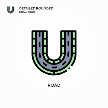 Yol vektör simgesi. Modern vektör illüstrasyon kavramları. Düzenlemesi ve kişiselleştirmesi kolay.
