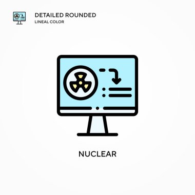 Nükleer vektör simgesi. Modern vektör illüstrasyon kavramları. Düzenlemesi ve kişiselleştirmesi kolay.