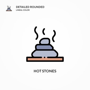 Sıcak taşlar vektör simgesi. Modern vektör illüstrasyon kavramları. Düzenlemesi ve kişiselleştirmesi kolay.