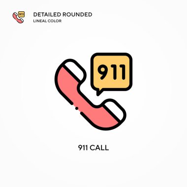 911 vektör ikonu. Modern vektör illüstrasyon kavramları. Düzenlemesi ve kişiselleştirmesi kolay.