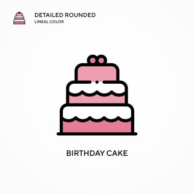 Doğum günü pastası ikonu. Modern vektör illüstrasyon kavramları. Düzenlemesi ve kişiselleştirmesi kolay.