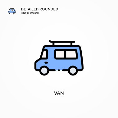 Van vektör simgesi. Modern vektör illüstrasyon kavramları. Düzenlemesi ve kişiselleştirmesi kolay.