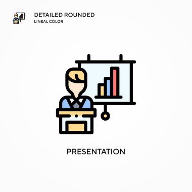 Sunum vektör simgesi. Modern vektör illüstrasyon kavramları. Düzenlemesi ve kişiselleştirmesi kolay.