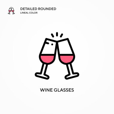 Şarap kadehleri vektör simgesi. Modern vektör illüstrasyon kavramları. Düzenlemesi ve kişiselleştirmesi kolay.