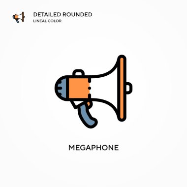 Megafon vektör simgesi. Modern vektör illüstrasyon kavramları. Düzenlemesi ve kişiselleştirmesi kolay.