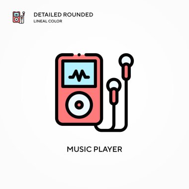 Müzik çalar vektör simgesi. Modern vektör illüstrasyon kavramları. Düzenlemesi ve kişiselleştirmesi kolay.