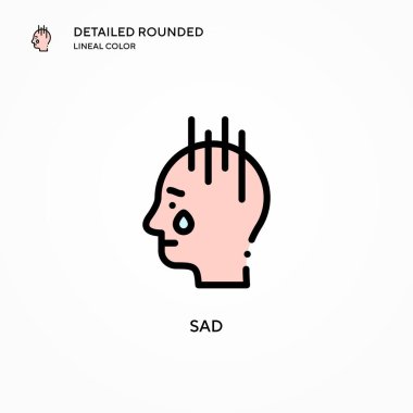 Üzücü vektör simgesi. Modern vektör illüstrasyon kavramları. Düzenlemesi ve kişiselleştirmesi kolay.
