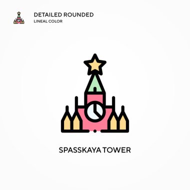 Spasskaya kule vektör simgesi. Modern vektör illüstrasyon kavramları. Düzenlemesi ve kişiselleştirmesi kolay.
