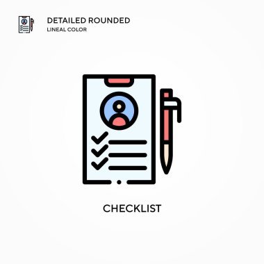 Kontrol listesi vektör simgesi. Modern vektör illüstrasyon kavramları. Düzenlemesi ve kişiselleştirmesi kolay.