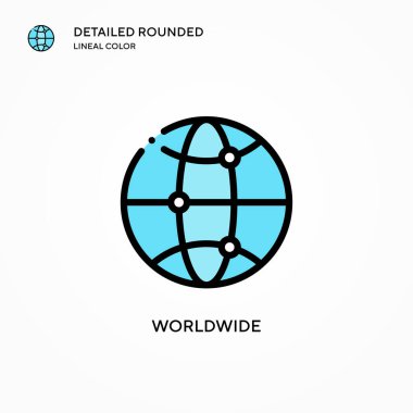 Dünya çapında vektör simgesi. Modern vektör illüstrasyon kavramları. Düzenlemesi ve kişiselleştirmesi kolay.