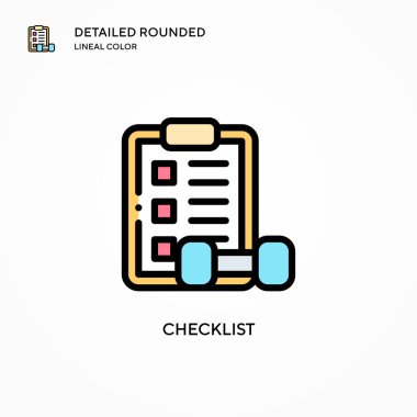 Kontrol listesi vektör simgesi. Modern vektör illüstrasyon kavramları. Düzenlemesi ve kişiselleştirmesi kolay.