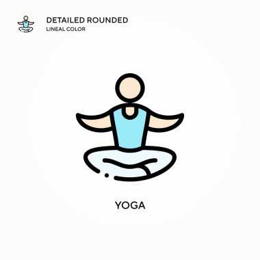 Yoga vektör simgesi. Modern vektör illüstrasyon kavramları. Düzenlemesi ve kişiselleştirmesi kolay.