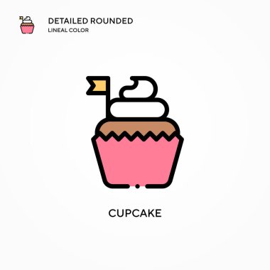 Cupcake vektör simgesi. Modern vektör illüstrasyon kavramları. Düzenlemesi ve kişiselleştirmesi kolay.