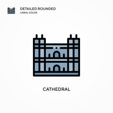Katedral vektör simgesi. Modern vektör illüstrasyon kavramları. Düzenlemesi ve kişiselleştirmesi kolay.