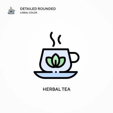 Bitkisel çay ikonu. Modern vektör illüstrasyon kavramları. Düzenlemesi ve kişiselleştirmesi kolay.