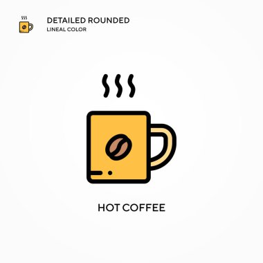 Sıcak kahve vektör simgesi. Modern vektör illüstrasyon kavramları. Düzenlemesi ve kişiselleştirmesi kolay.