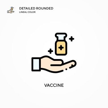 Aşı vektör ikonu. Modern vektör illüstrasyon kavramları. Düzenlemesi ve kişiselleştirmesi kolay.