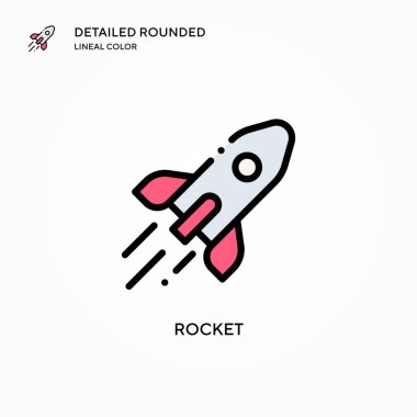 Roket vektör simgesi. Modern vektör illüstrasyon kavramları. Düzenlemesi ve kişiselleştirmesi kolay.