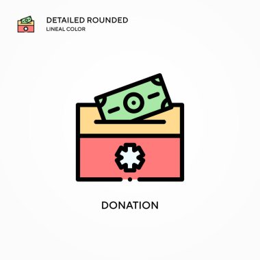 Bağış vektörü simgesi. Modern vektör illüstrasyon kavramları. Düzenlemesi ve kişiselleştirmesi kolay.