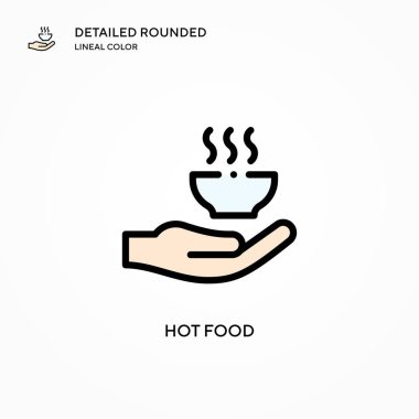 Sıcak yemek vektör simgesi. Modern vektör illüstrasyon kavramları. Düzenlemesi ve kişiselleştirmesi kolay.
