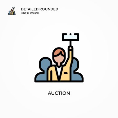 Açık arttırma vektör simgesi. Modern vektör illüstrasyon kavramları. Düzenlemesi ve kişiselleştirmesi kolay.