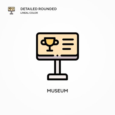 Müze vektör simgesi. Modern vektör illüstrasyon kavramları. Düzenlemesi ve kişiselleştirmesi kolay.