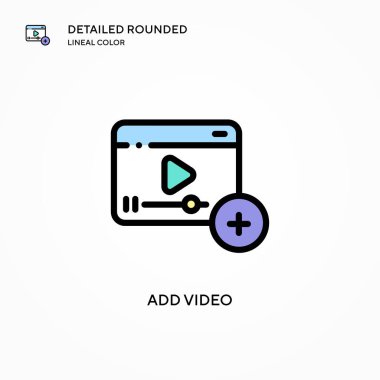 Video vektör simgesi ekle. Modern vektör illüstrasyon kavramları. Düzenlemesi ve kişiselleştirmesi kolay.