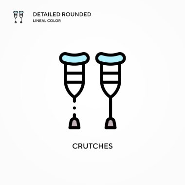 Koltuk değnekleri vektör simgesi. Modern vektör illüstrasyon kavramları. Düzenlemesi ve kişiselleştirmesi kolay.