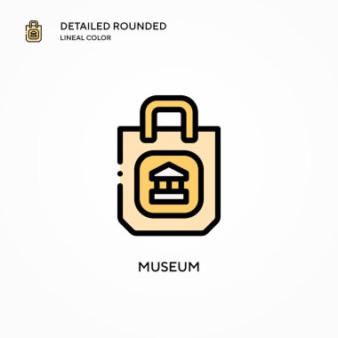 Müze vektör simgesi. Modern vektör illüstrasyon kavramları. Düzenlemesi ve kişiselleştirmesi kolay.