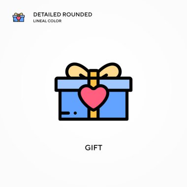Hediye vektör simgesi. Modern vektör illüstrasyon kavramları. Düzenlemesi ve kişiselleştirmesi kolay.
