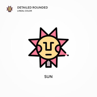 Güneş vektör simgesi. Modern vektör illüstrasyon kavramları. Düzenlemesi ve kişiselleştirmesi kolay.