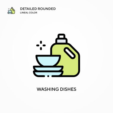 Bulaşık yıkama vektör simgesi. Modern vektör illüstrasyon kavramları. Düzenlemesi ve kişiselleştirmesi kolay.