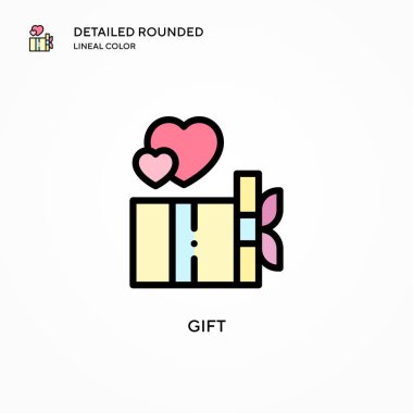Hediye vektör simgesi. Modern vektör illüstrasyon kavramları. Düzenlemesi ve kişiselleştirmesi kolay.
