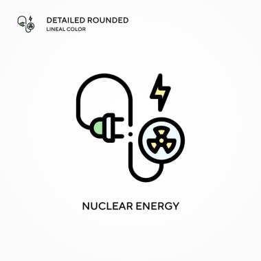 Nükleer enerji vektör simgesi. Modern vektör illüstrasyon kavramları. Düzenlemesi ve kişiselleştirmesi kolay.
