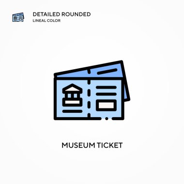 Müze bileti vektör simgesi. Modern vektör illüstrasyon kavramları. Düzenlemesi ve kişiselleştirmesi kolay.