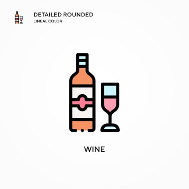 Şarap vektör simgesi. Modern vektör illüstrasyon kavramları. Düzenlemesi ve kişiselleştirmesi kolay.