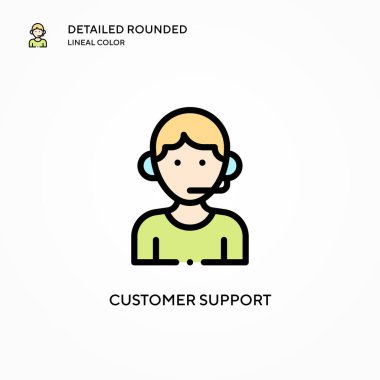 Müşteri destek vektör simgesi. Modern vektör illüstrasyon kavramları. Düzenlemesi ve kişiselleştirmesi kolay.