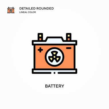 Batarya vektör simgesi. Modern vektör illüstrasyon kavramları. Düzenlemesi ve kişiselleştirmesi kolay.