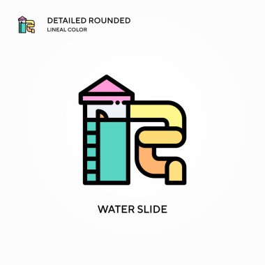 Su kaydırağı vektör simgesi. Modern vektör illüstrasyon kavramları. Düzenlemesi ve kişiselleştirmesi kolay.