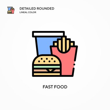 Fast food vektör simgesi. Modern vektör illüstrasyon kavramları. Düzenlemesi ve kişiselleştirmesi kolay.
