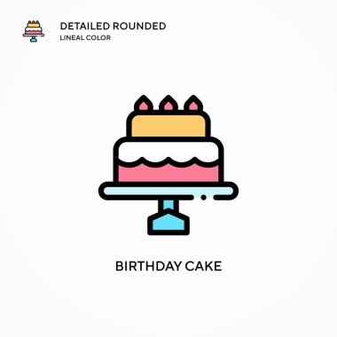 Doğum günü pastası ikonu. Modern vektör illüstrasyon kavramları. Düzenlemesi ve kişiselleştirmesi kolay.