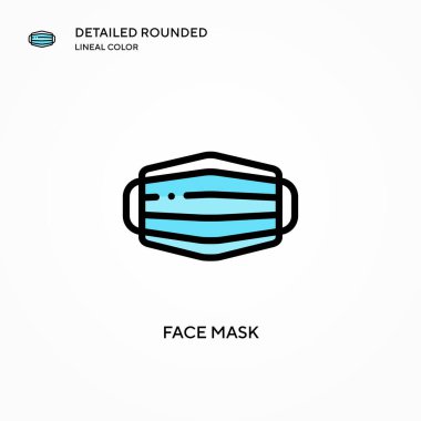 Yüz maskesi vektör simgesi. Modern vektör illüstrasyon kavramları. Düzenlemesi ve kişiselleştirmesi kolay.